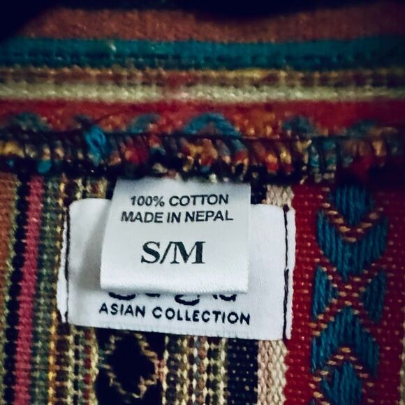 Zig Zag Asian Collection Multicolored Striped Brushed Cotton Jacket Size S/M - Picture 7 of 7